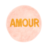 Round Floor Mat in Coral Pink with the word AMOUR By Rice DK
